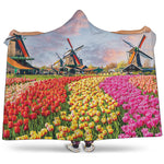 Tulip Field Print Hooded Blanket