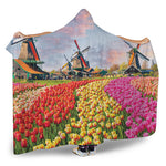Tulip Field Print Hooded Blanket