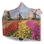 Tulip Field Print Hooded Blanket