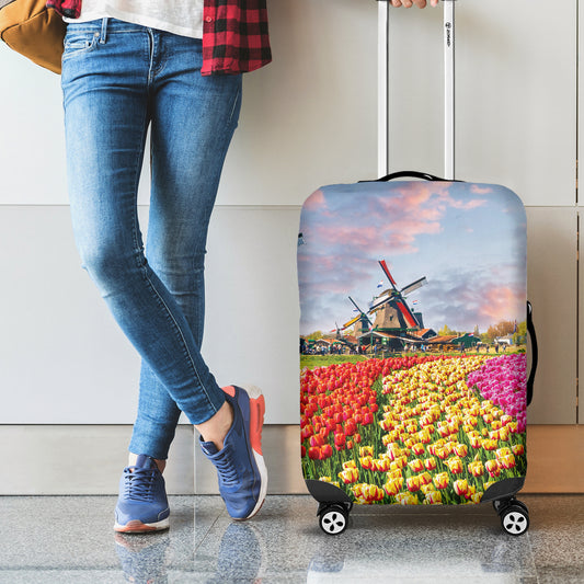 Tulip Field Print Luggage Cover