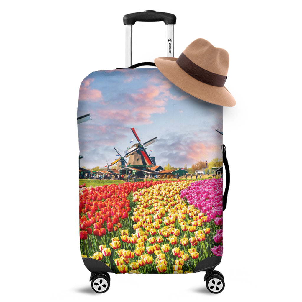 Tulip Field Print Luggage Cover