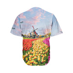 Tulip Field Print Men's Baseball Jersey