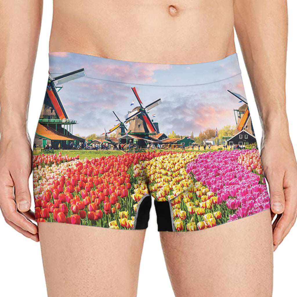 Tulip Field Print Men's Boxer Briefs