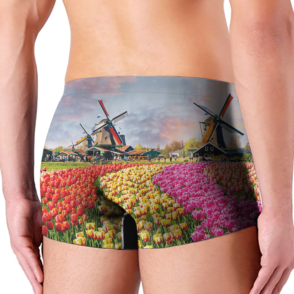 Tulip Field Print Men's Boxer Briefs