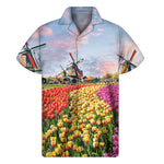 Tulip Field Print Men's Short Sleeve Shirt