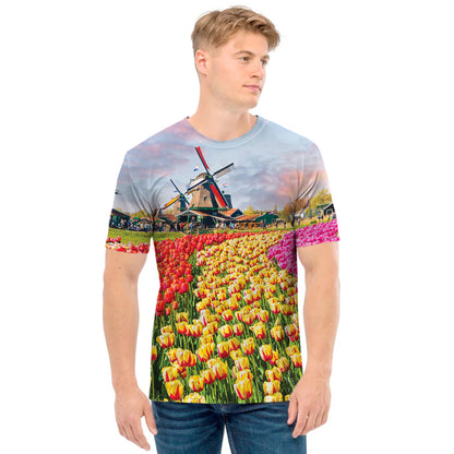Tulip Field Print Men's T-Shirt