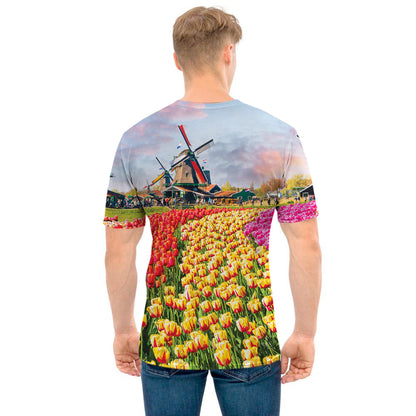 Tulip Field Print Men's T-Shirt