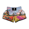 Tulip Field Print Muay Thai Boxing Shorts