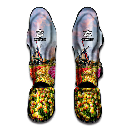 Tulip Field Print Muay Thai Shin Guard