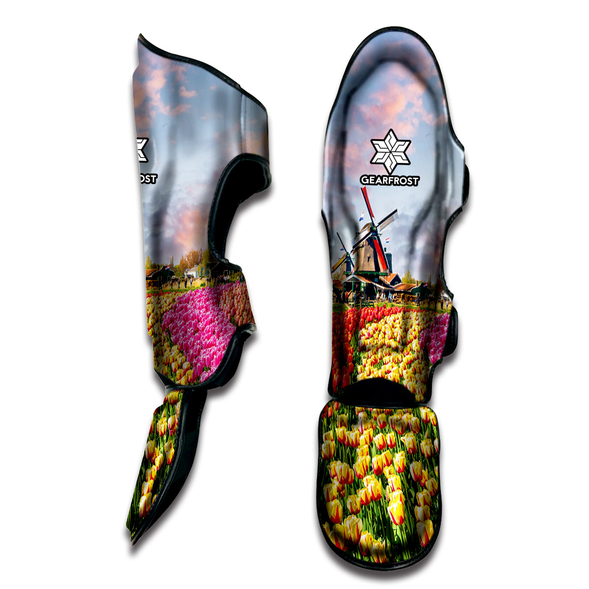 Tulip Field Print Muay Thai Shin Guard