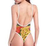 Tulip Field Print One Piece High Cut Swimsuit