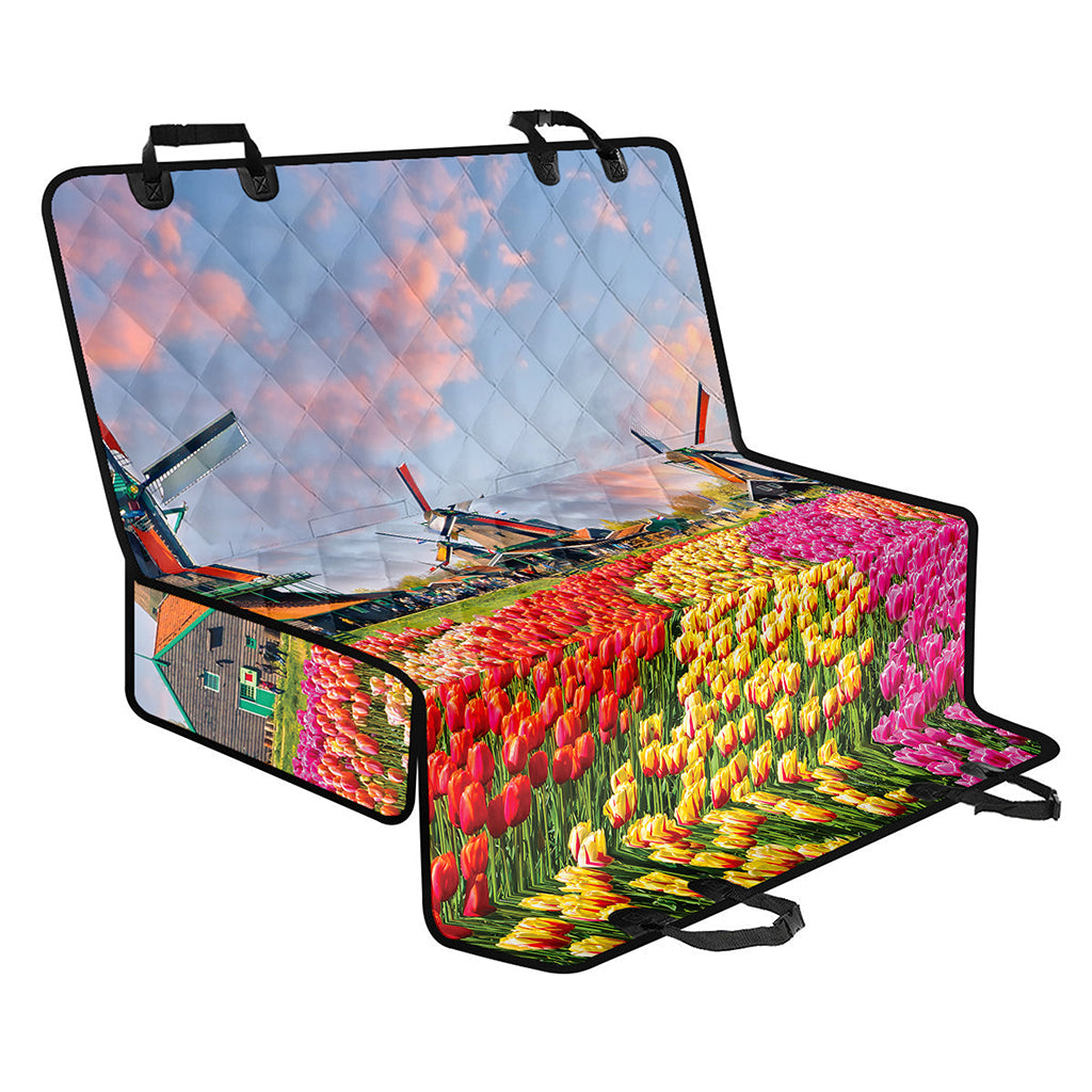 Tulip Field Print Pet Car Back Seat Cover