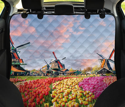 Tulip Field Print Pet Car Back Seat Cover