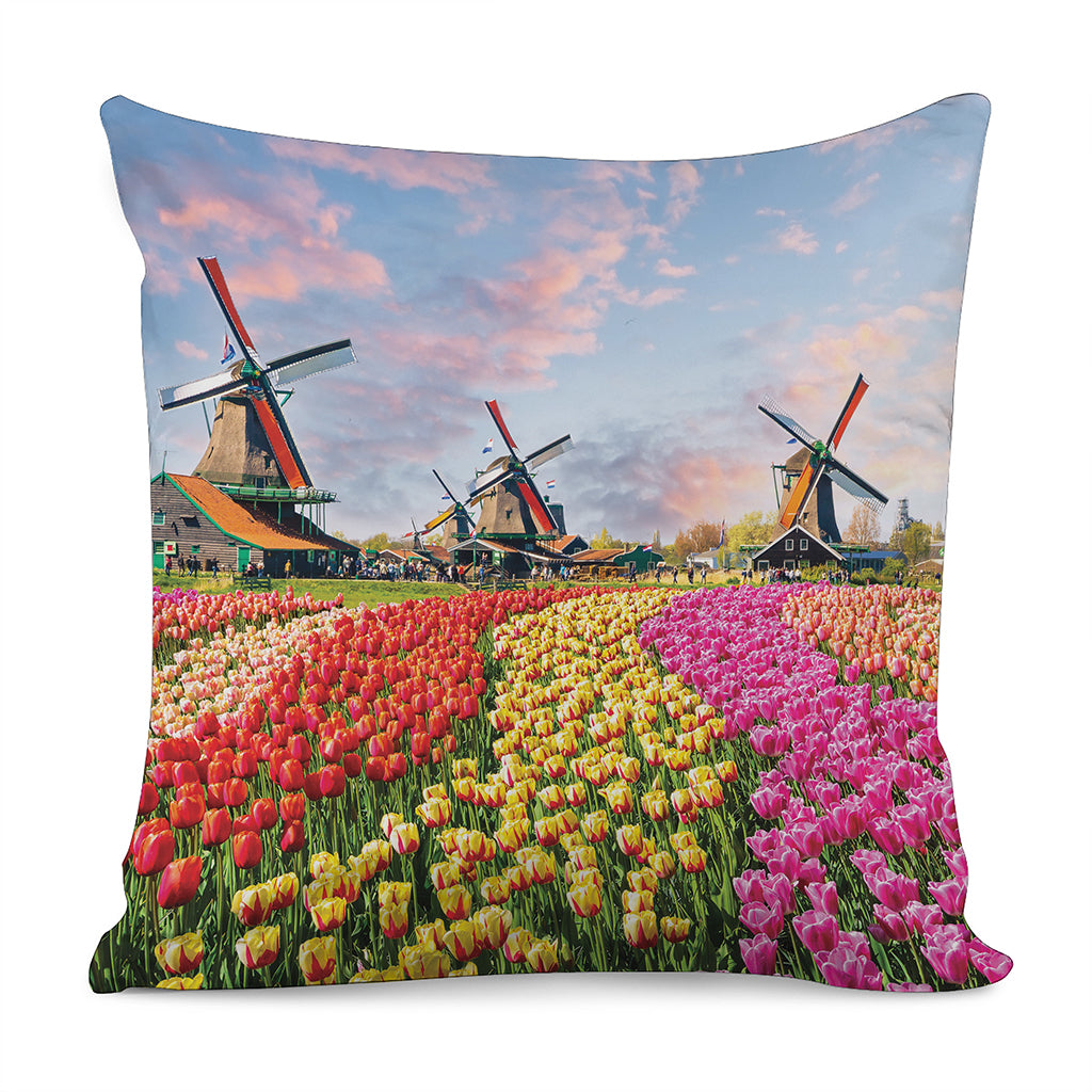 Tulip Field Print Pillow Cover