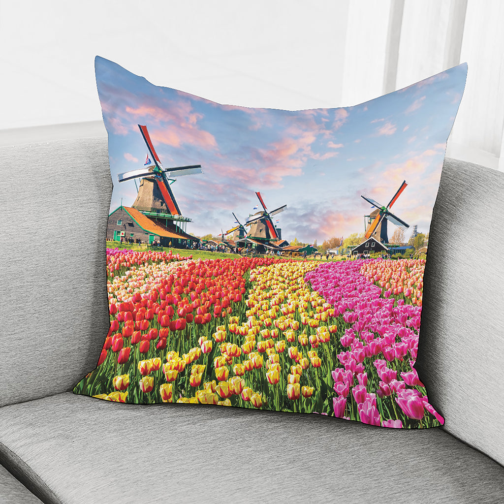 Tulip Field Print Pillow Cover