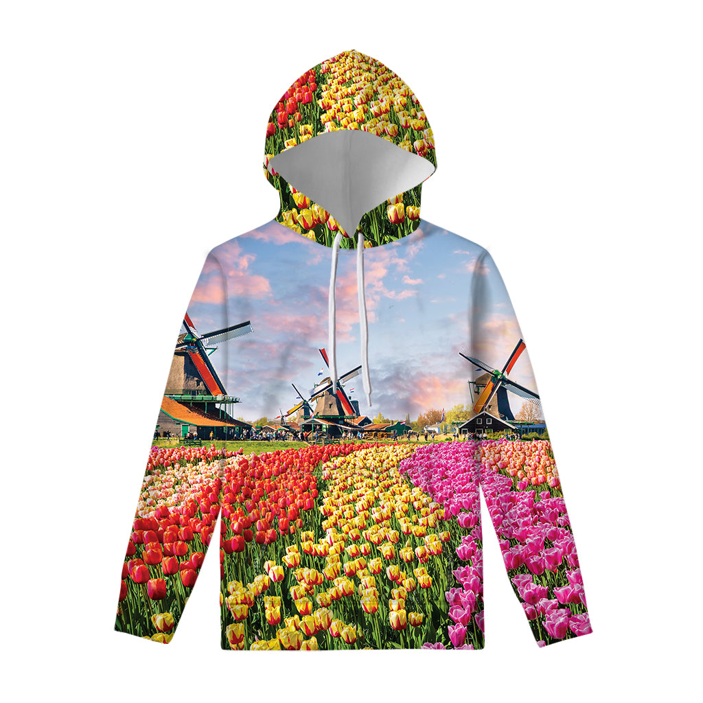 Tulip Field Print Pullover Hoodie