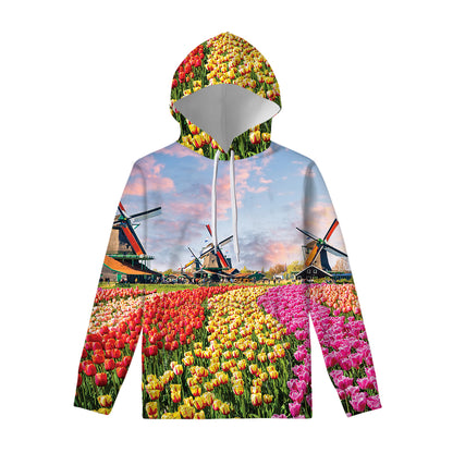 Tulip Field Print Pullover Hoodie