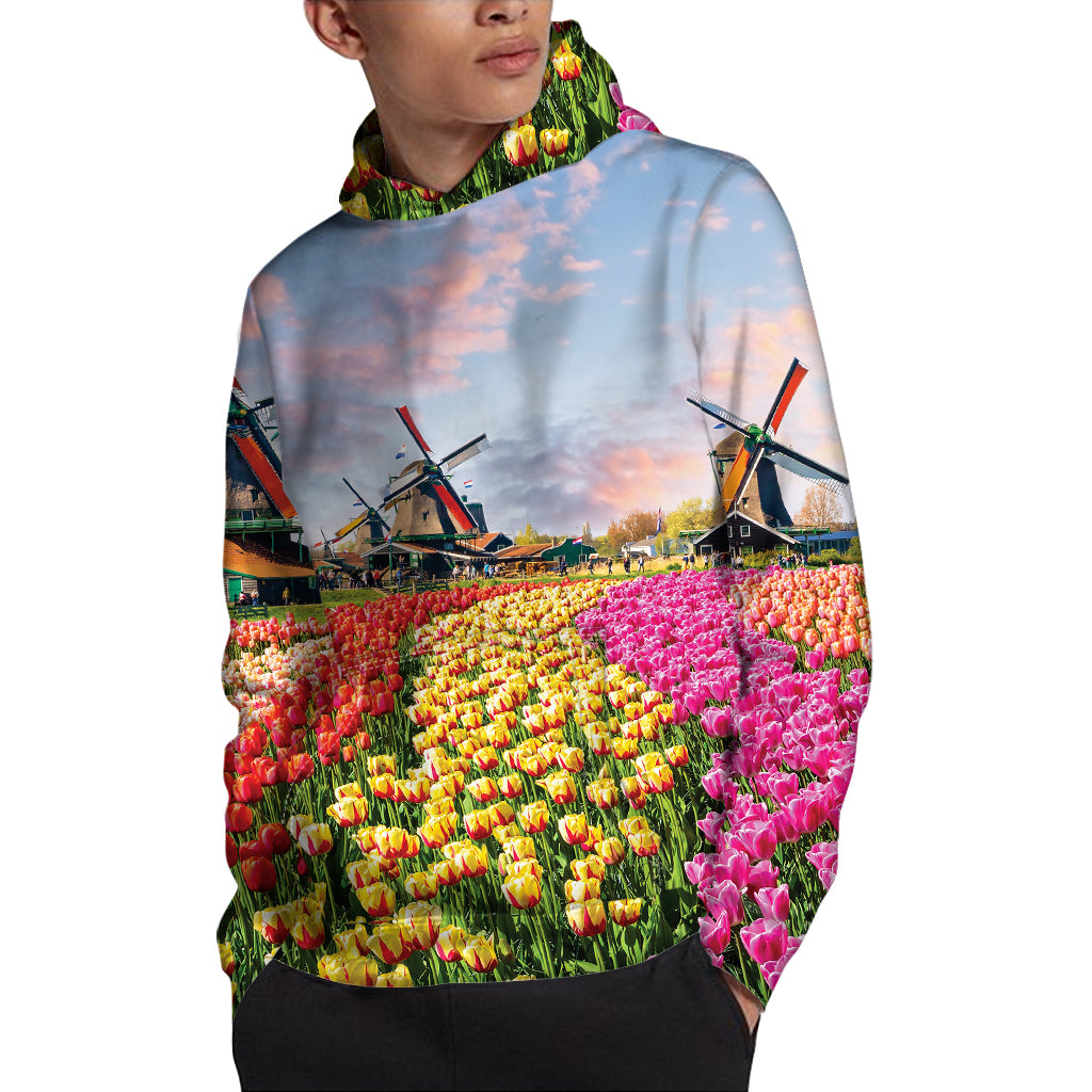 Tulip Field Print Pullover Hoodie