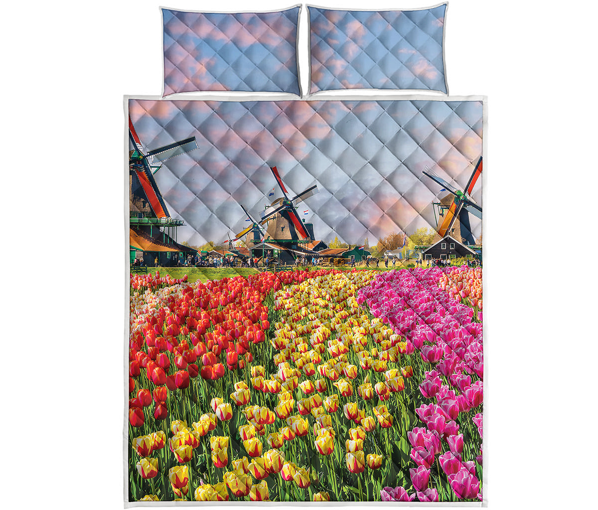 Tulip Field Print Quilt Bed Set