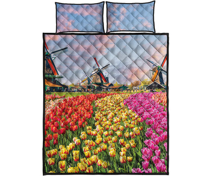 Tulip Field Print Quilt Bed Set