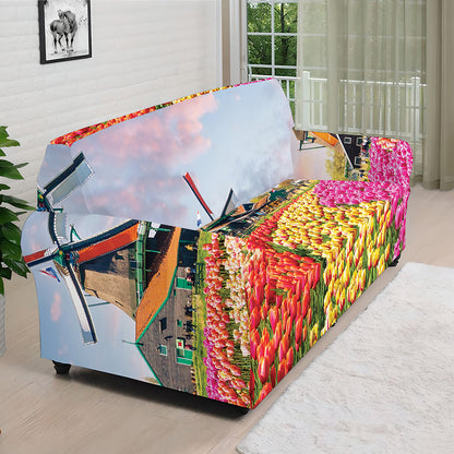 Tulip Field Print Sofa Cover
