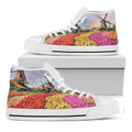 Tulip Field Print White High Top Sneakers