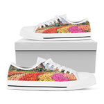 Tulip Field Print White Low Top Shoes