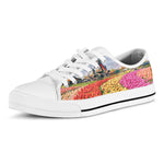 Tulip Field Print White Low Top Shoes
