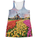 Tulip Field Print Women's Racerback Tank Top