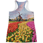 Tulip Field Print Women's Racerback Tank Top