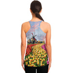 Tulip Field Print Women's Racerback Tank Top