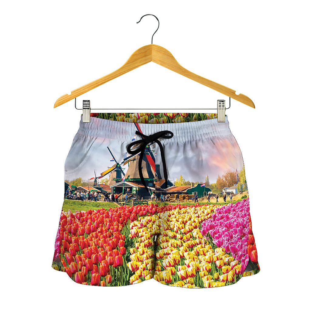 Tulip Field Print Women's Shorts