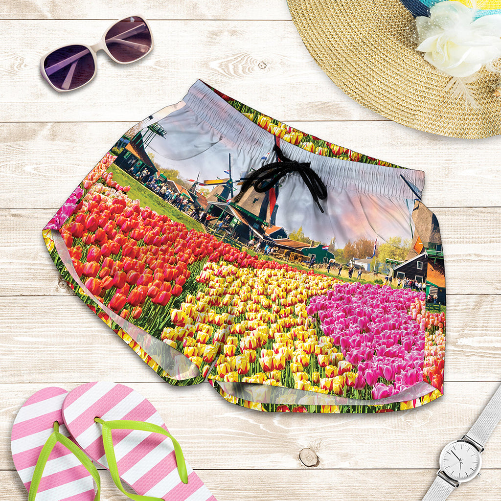 Tulip Field Print Women's Shorts