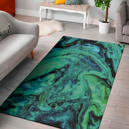 Turquoise Acid Melt Print Area Rug