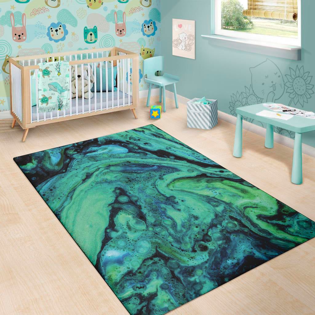 Turquoise Acid Melt Print Area Rug