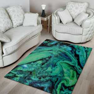 Turquoise Acid Melt Print Area Rug