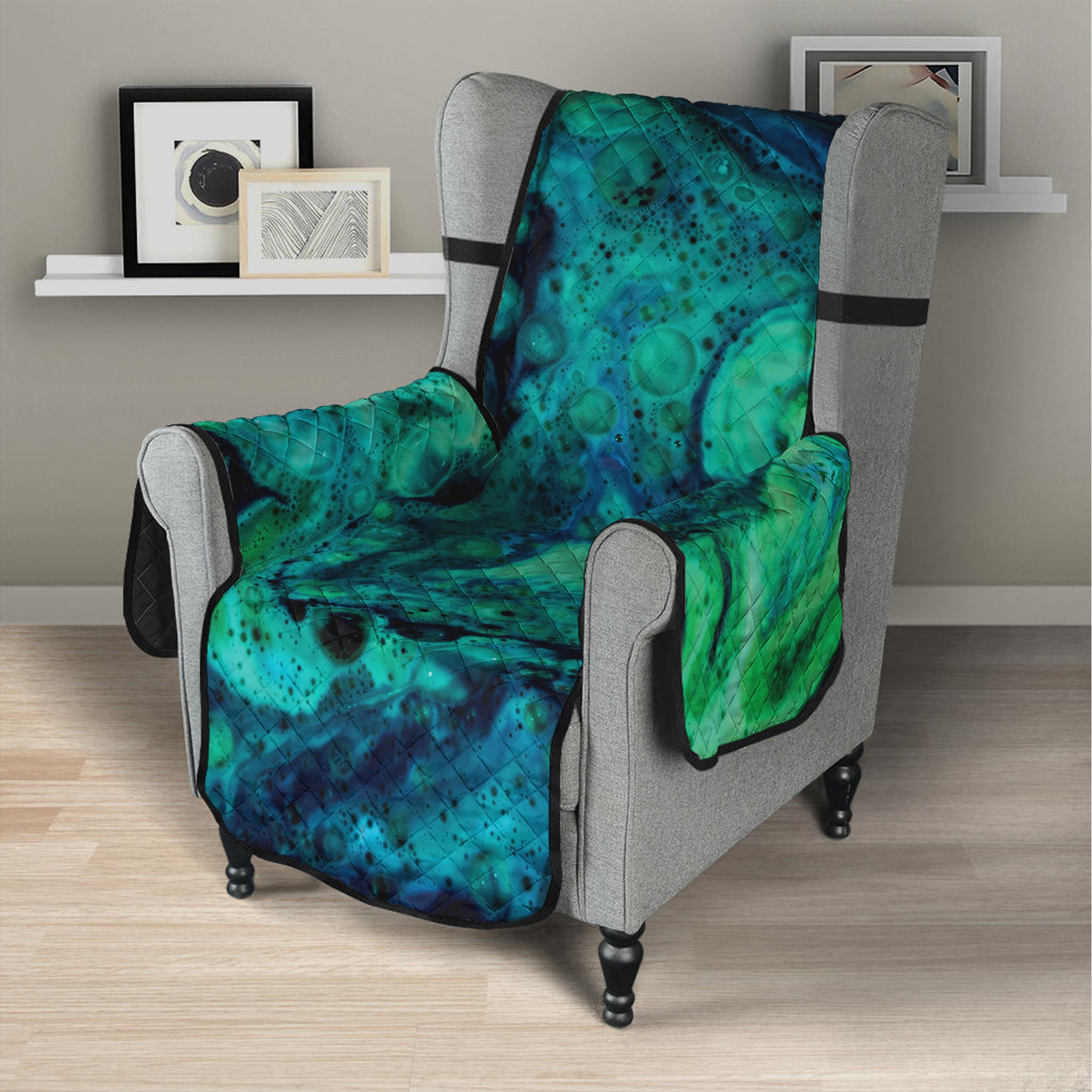 Turquoise Acid Melt Print Armchair Protector