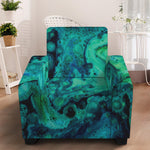 Turquoise Acid Melt Print Armchair Slipcover