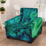 Turquoise Acid Melt Print Armchair Slipcover