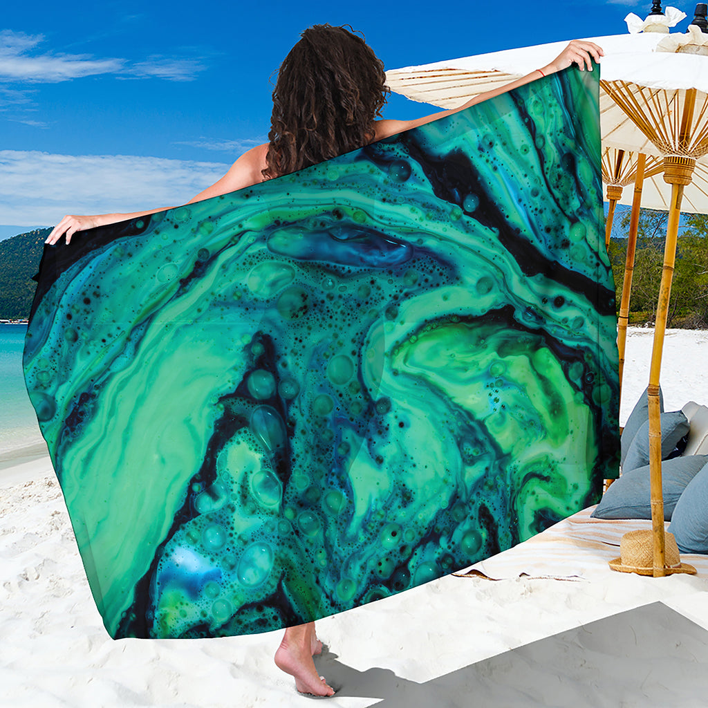 Turquoise Acid Melt Print Beach Sarong Wrap