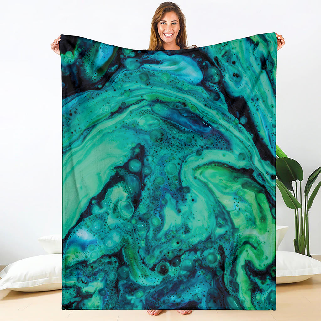 Turquoise Acid Melt Print Blanket