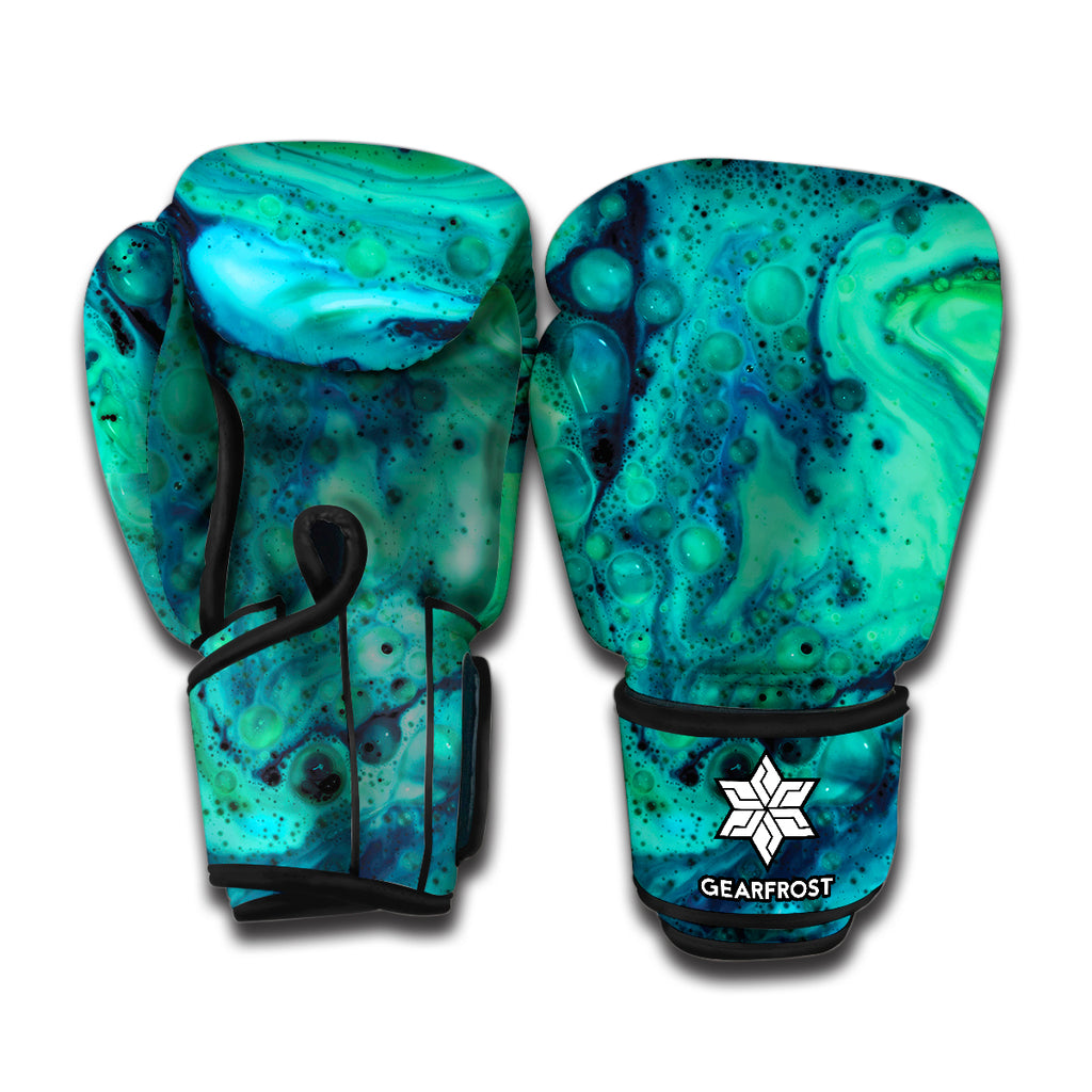 Turquoise Acid Melt Print Boxing Gloves