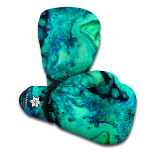 Turquoise Acid Melt Print Boxing Gloves