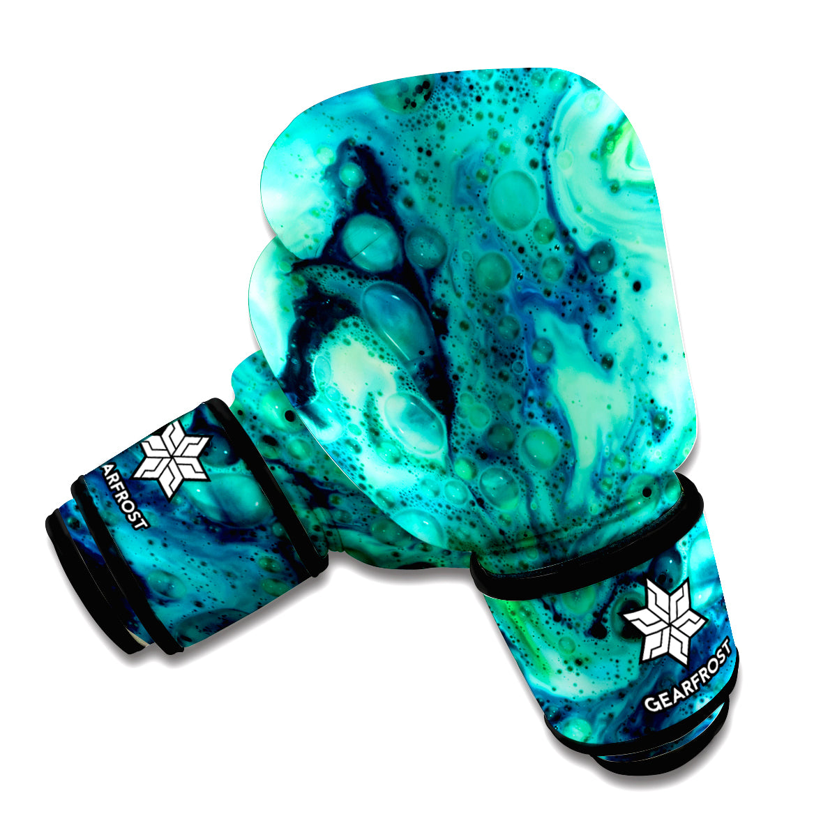 Turquoise Acid Melt Print Boxing Gloves