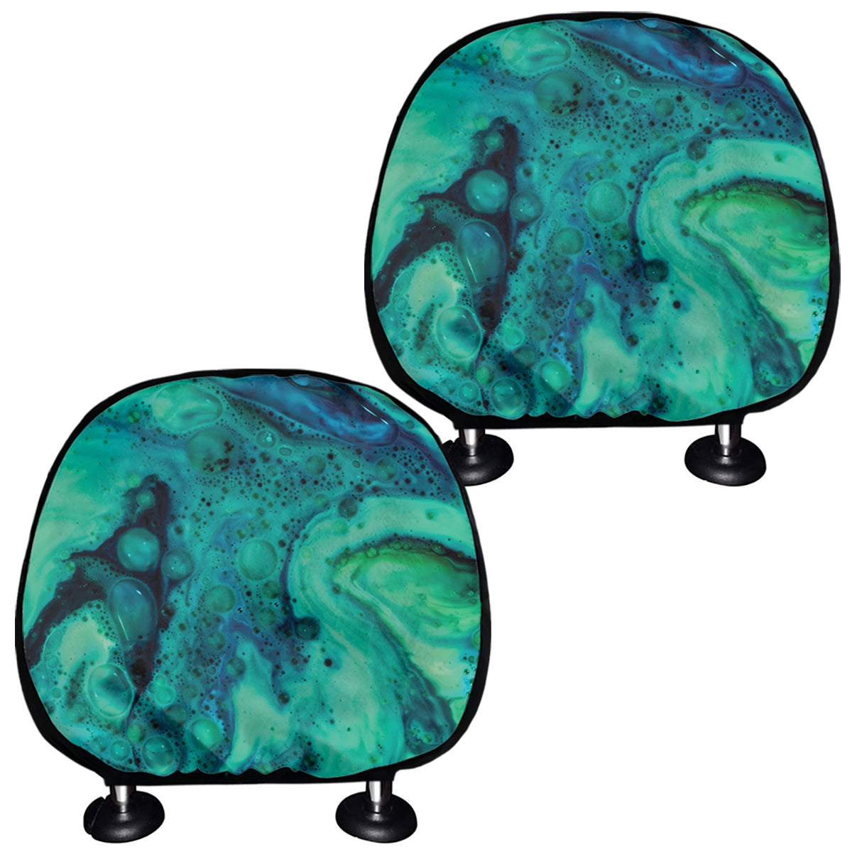 Turquoise Acid Melt Print Car Headrest Covers