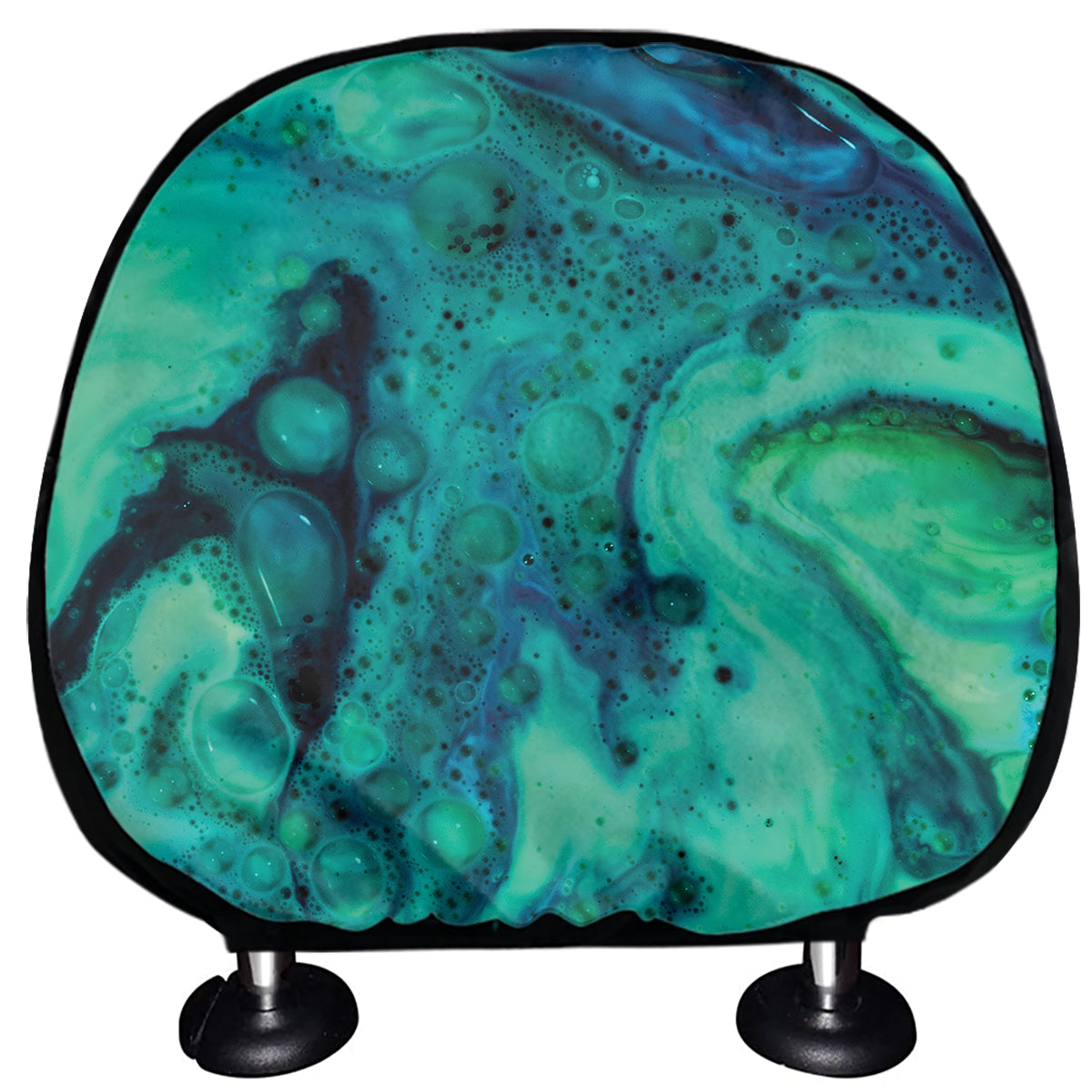 Turquoise Acid Melt Print Car Headrest Covers