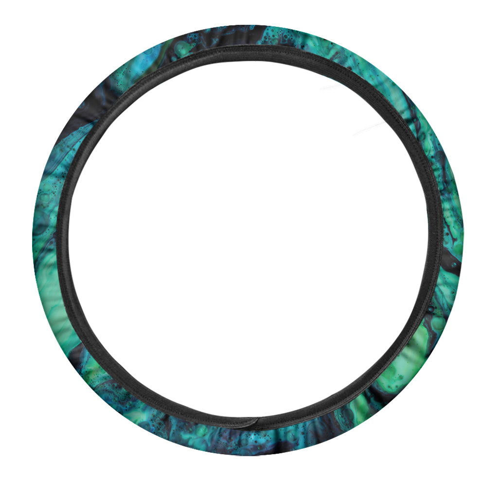 Turquoise Acid Melt Print Car Steering Wheel Cover