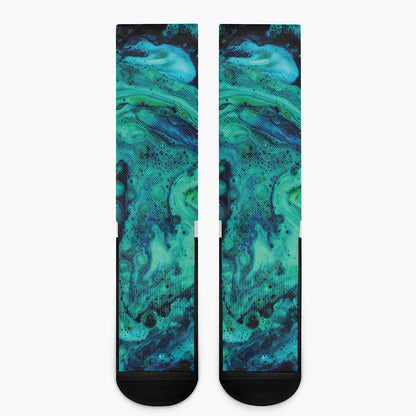 Turquoise Acid Melt Print Crew Socks