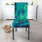 Turquoise Acid Melt Print Dining Chair Slipcover