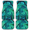 Turquoise Acid Melt Print Front and Back Car Floor Mats